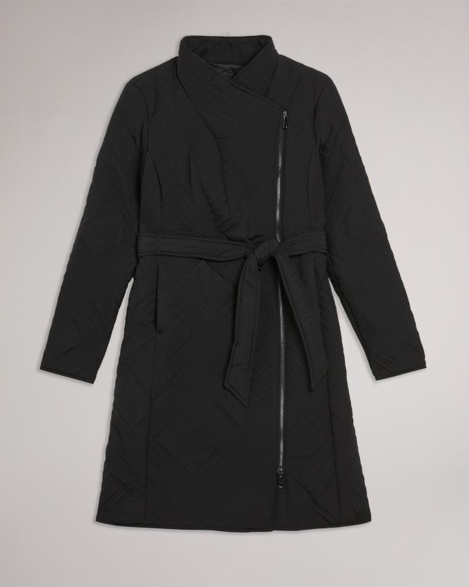 Manteau Ted Baker Midi Quilted Wrap With High Collar Noir Femme | FKQ-82055590